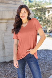 Bamboo Full Size V-Neck Short Sleeve T-Shirt