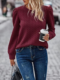 Textured Round Neck Sweatshirt Long Sleeve