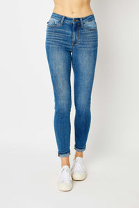 Full Size Cuffed Hem Skinny Jeans