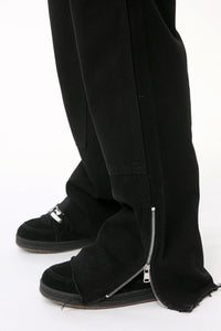 Men's Raw Hem Bootcut Jeans with Zip-Up Sides