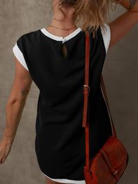 Round Neck Cap Sleeve Mini Dress