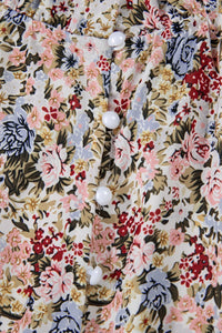 Floral Print Ruffle Cap Sleeve Blouse