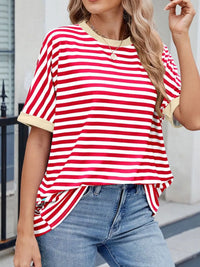 Striped Round Neck Half Sleeve T-Shirt