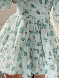 Full Size Floral Print Lace Detail V-Neck Mini Dress Plus SIze