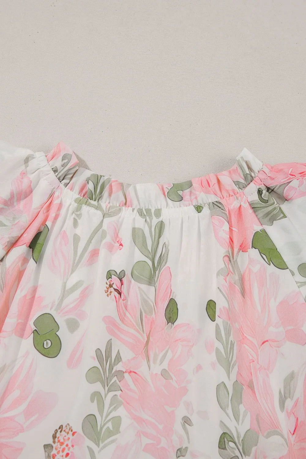 Floral Contrast Edge Layered Short Sleeve Mini Dress