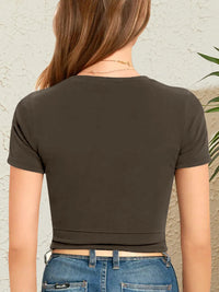 Round Neck Short Sleeve Crop T-Shirt