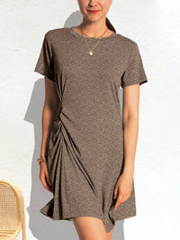 Ruched Short Sleeve Mini Tee Dress