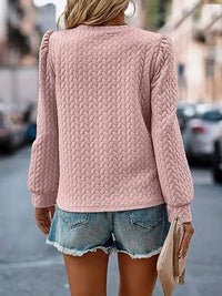 Textured Round Neck Sweatshirt Long Sleeve