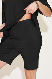 Bamboo Full Size V-Neck Drop Shoulder T-Shirt and Shorts Set