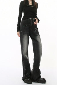 Splash Ink Washed Jeans with Pockets