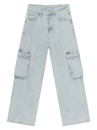 Men's Wide Leg Jeans with Cargo Pockets