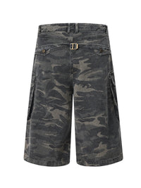 Men's Camouflage Denim Cargo Shorts