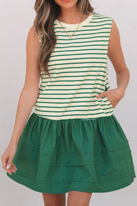 Stripe Woven Sleeveless Mini Dress