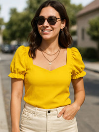 Sweetheart Neck Short Sleeve Top