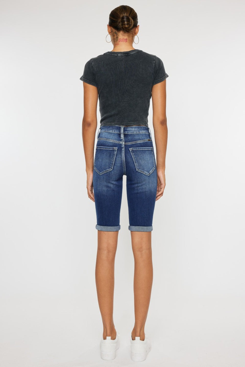 Full Size Cat's Whiskers Button Fly Denim Shorts