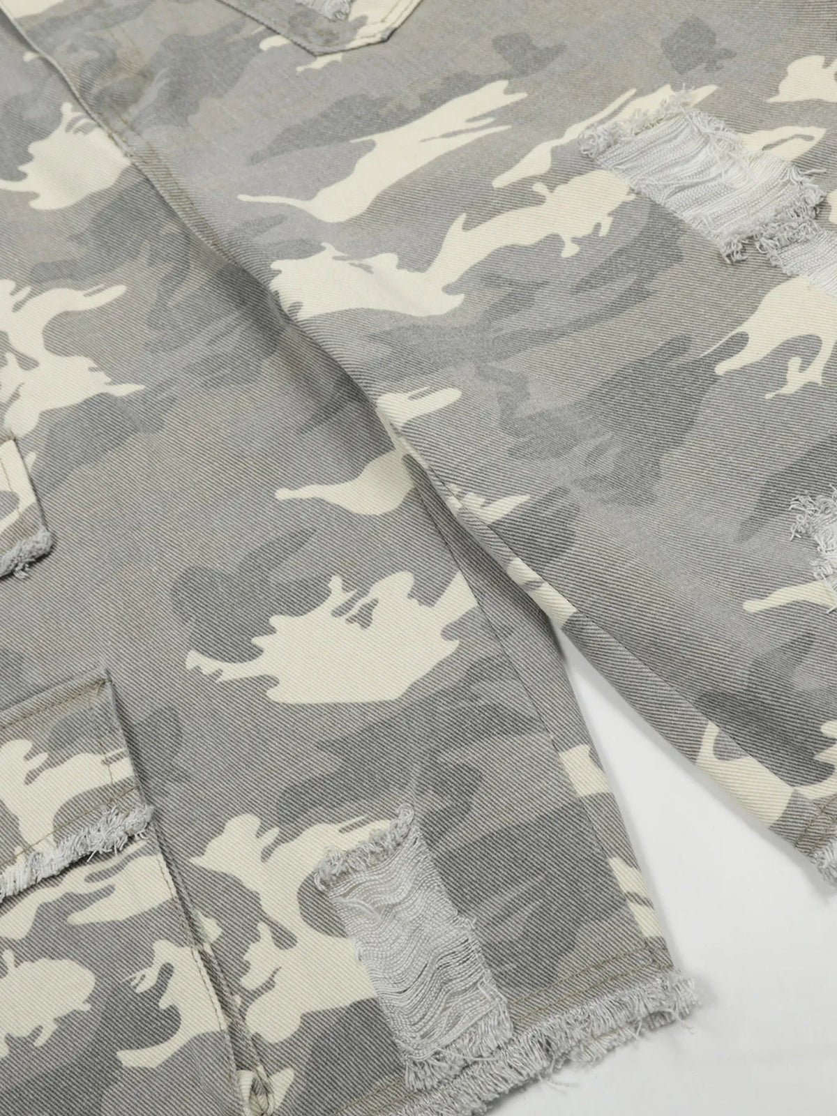 Men's Camouflage Denim Shorts with Raw Hem