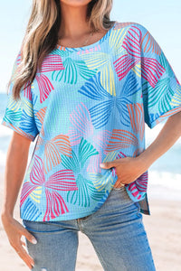 Printed Round Neck Half Sleeve Top