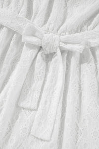 Lace Sleeveless Tied Waist Mini Dress