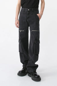 Men's Loose Fit Jeans with Cargo Pockets