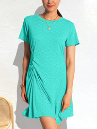 Ruched Short Sleeve Mini Tee Dress