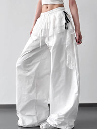 Oversized Wide Leg Pants with Drawstring Waist
