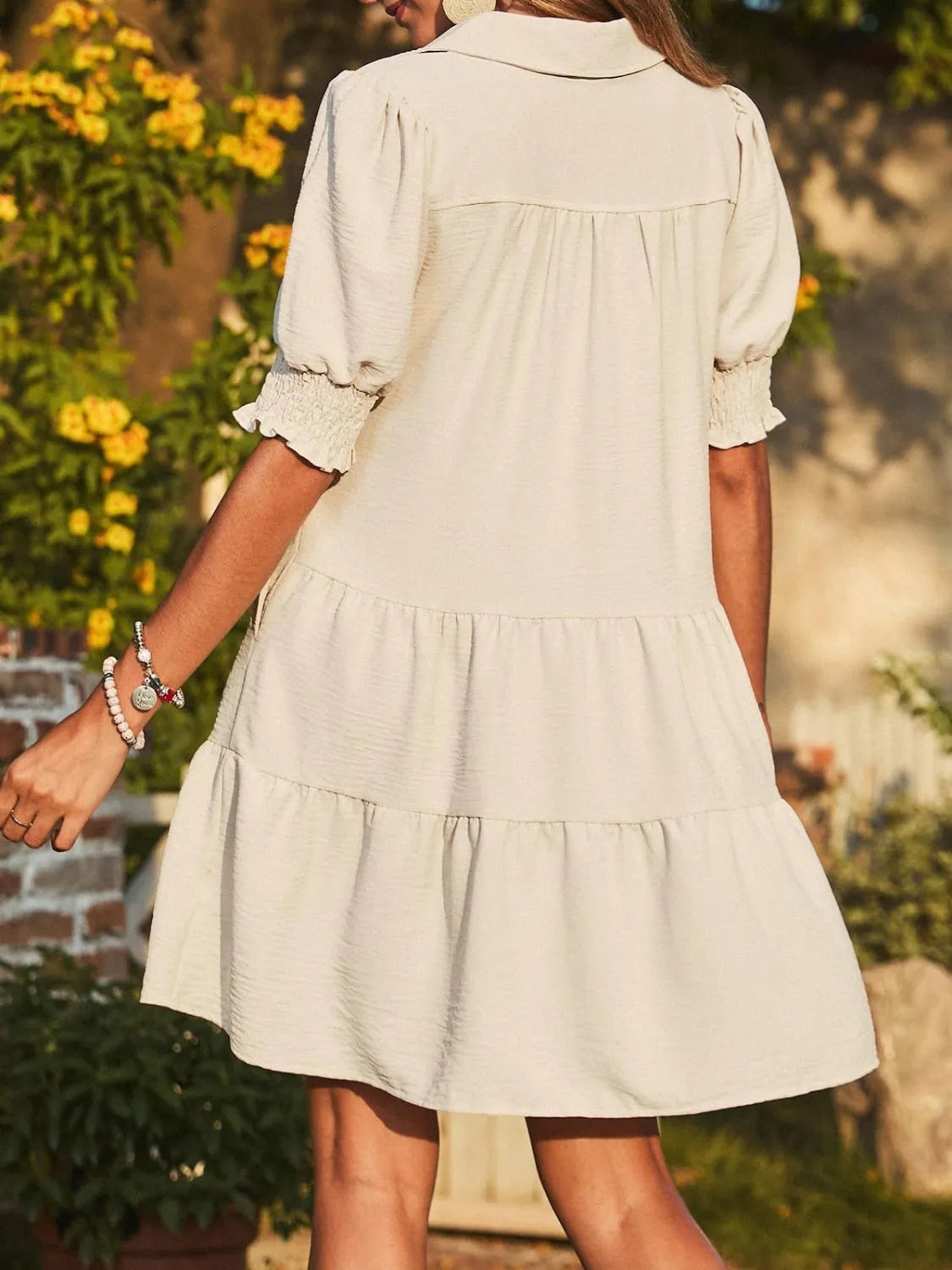Johnny Collar Short Sleeve Mini Dress