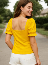 Sweetheart Neck Short Sleeve Top