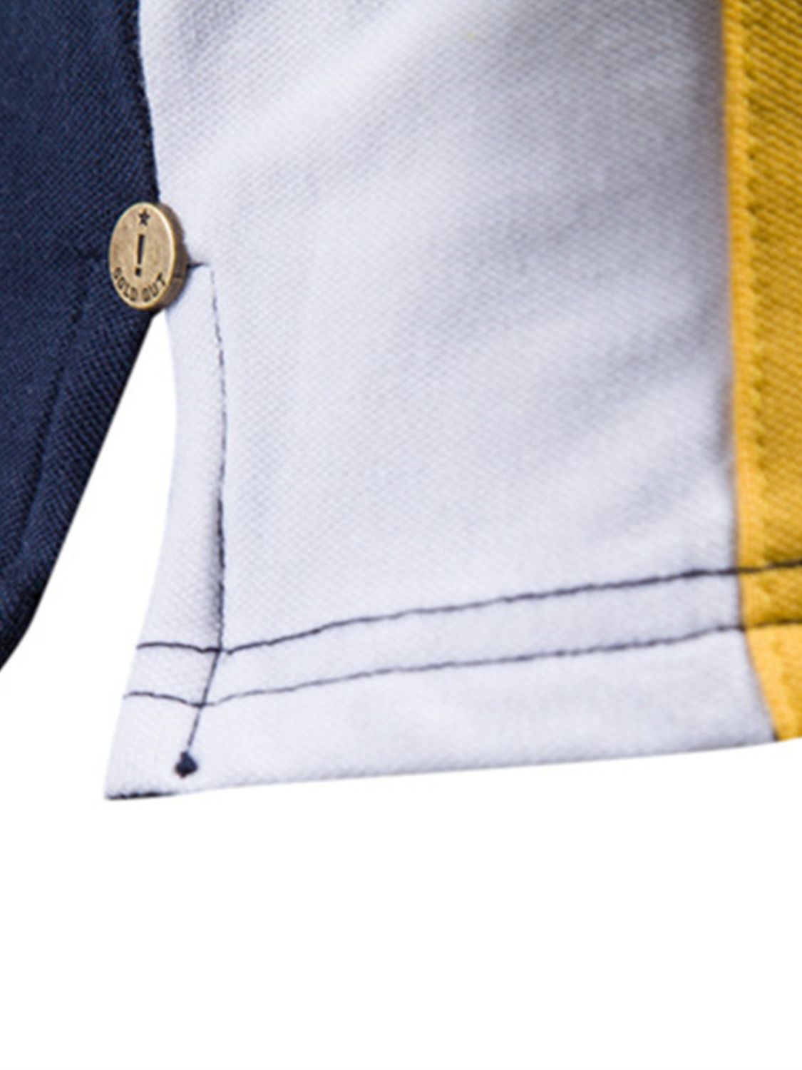 Men's Embroidered Collared Neck Striped Contrast Polo