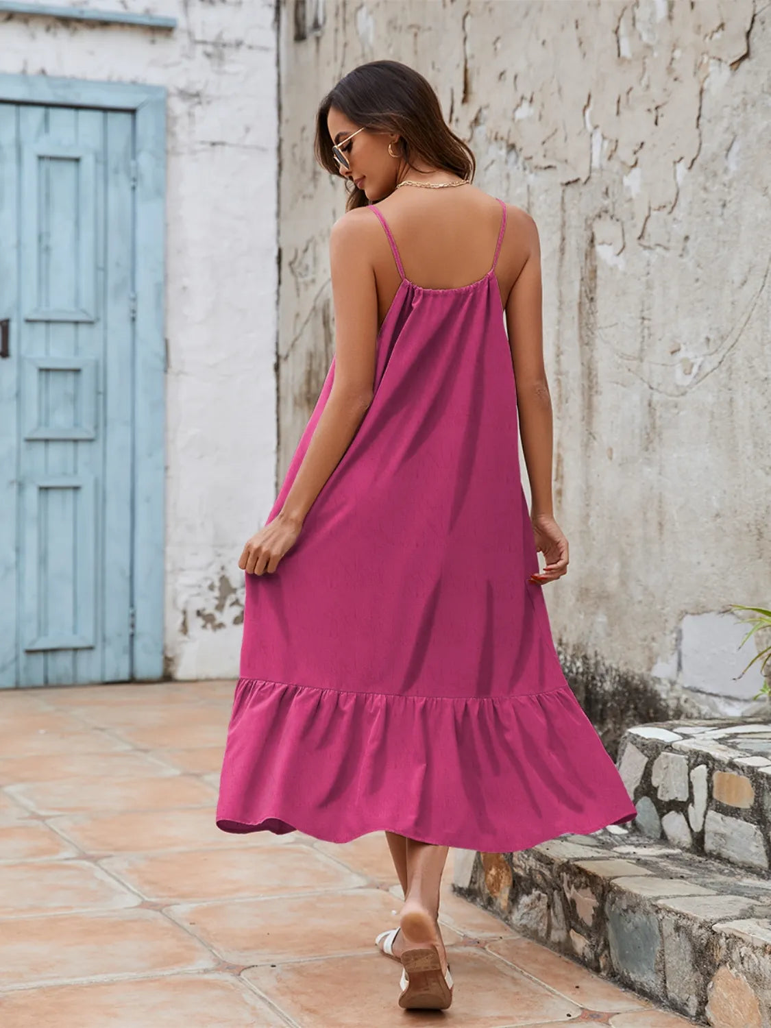 Ruffled Hem Midi Cami Dress