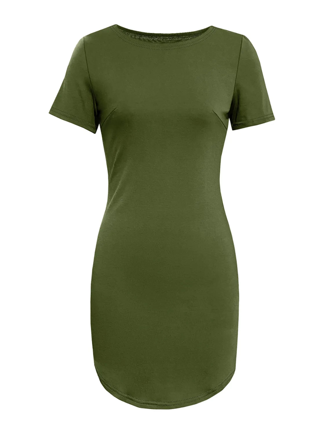 Round Neck Short Sleeve Mini Tee Dress