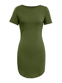 Round Neck Short Sleeve Mini Tee Dress