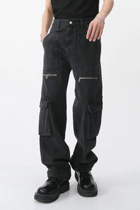 Men's Loose Fit Jeans with Cargo Pockets