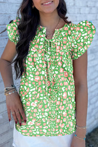 Floral Print Ruffle Sleeve Blouse