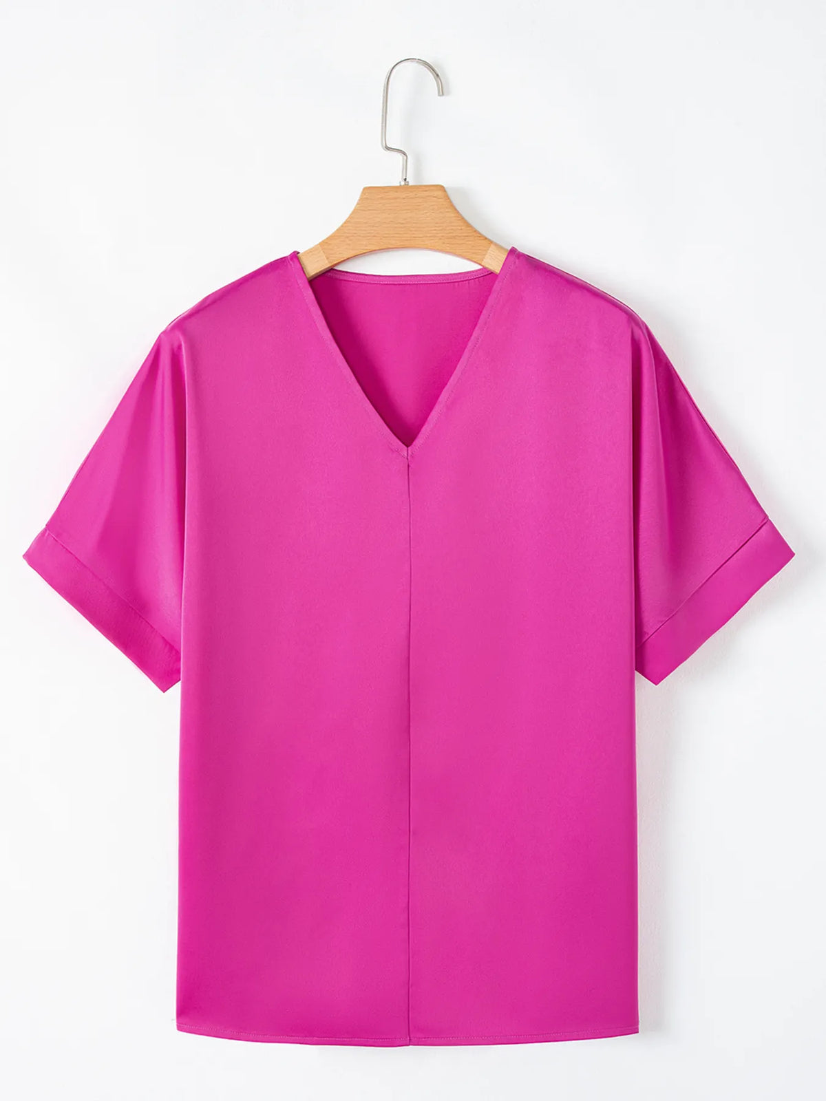 Silky V Neck Dolman Sleeve Blouse