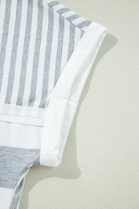 Stripe Mixed Short Sleeve Shift Mini Tee Dress