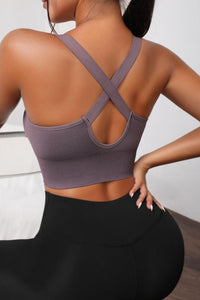 Solid Scoop Neck Long Active Bra
