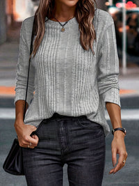 Round Neck Long Sleeve T-Shirt Charcoal