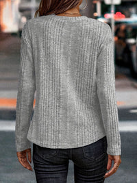 Round Neck Long Sleeve T-Shirt Charcoal