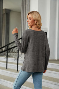 Solid Round Neck Long Sleeve T-Shirt