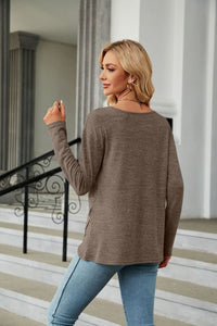 Solid Round Neck Long Sleeve T-Shirt
