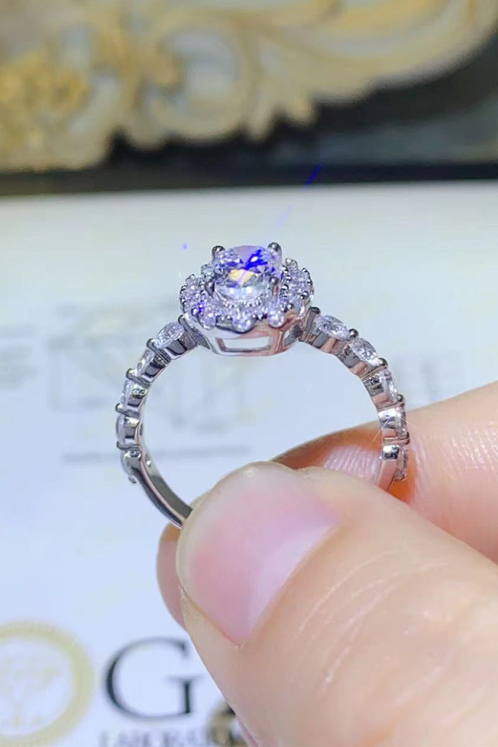 1 Carat Moissanite Halo Ring