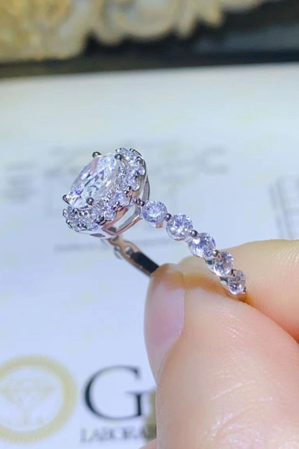 1 Carat Moissanite Halo Ring