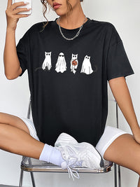 Short Sleeve Round Neck Ghost Graphic T-Shirt