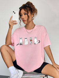 Short Sleeve Round Neck Ghost Graphic T-Shirt