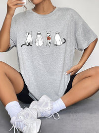 Short Sleeve Round Neck Ghost Graphic T-Shirt
