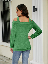 Cutout Cold Shoulder Cutout Square Neck Blouse
