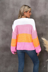Color Block Dropped Shoulder Sweater