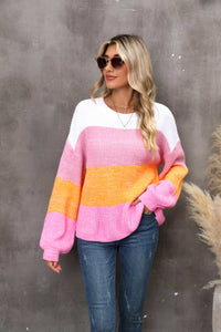 Color Block Dropped Shoulder Sweater