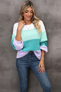 Color Block Dropped Shoulder Sweater