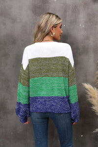 Color Block Dropped Shoulder Sweater